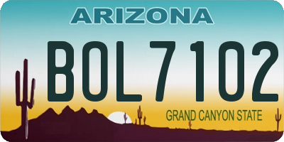 AZ license plate BOL7102