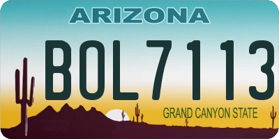 AZ license plate BOL7113