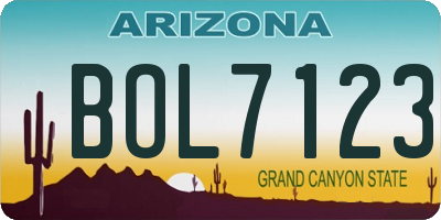 AZ license plate BOL7123