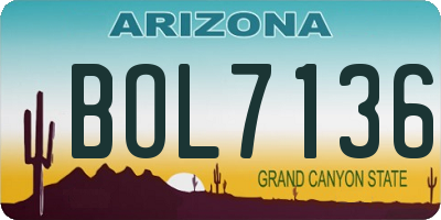 AZ license plate BOL7136