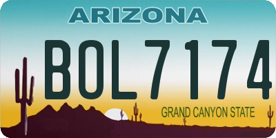AZ license plate BOL7174