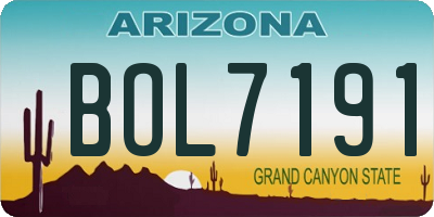 AZ license plate BOL7191