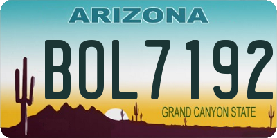 AZ license plate BOL7192
