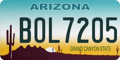 AZ license plate BOL7205