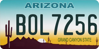 AZ license plate BOL7256