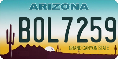 AZ license plate BOL7259