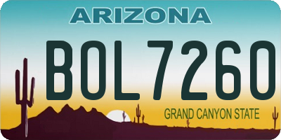 AZ license plate BOL7260