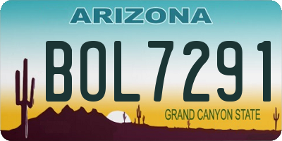 AZ license plate BOL7291