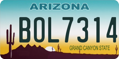 AZ license plate BOL7314