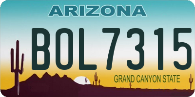 AZ license plate BOL7315