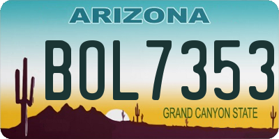 AZ license plate BOL7353