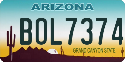 AZ license plate BOL7374