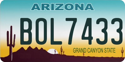 AZ license plate BOL7433