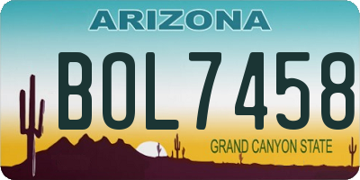 AZ license plate BOL7458