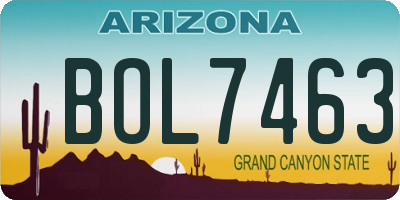 AZ license plate BOL7463
