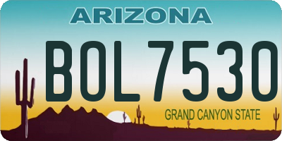 AZ license plate BOL7530