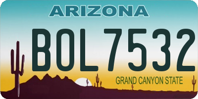AZ license plate BOL7532