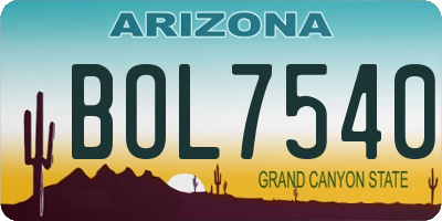 AZ license plate BOL7540