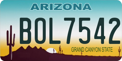 AZ license plate BOL7542