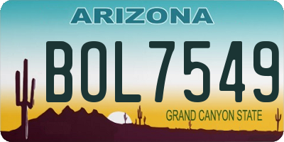 AZ license plate BOL7549