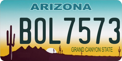 AZ license plate BOL7573
