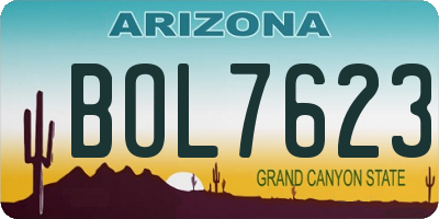 AZ license plate BOL7623
