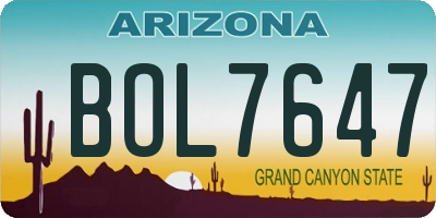 AZ license plate BOL7647