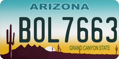 AZ license plate BOL7663