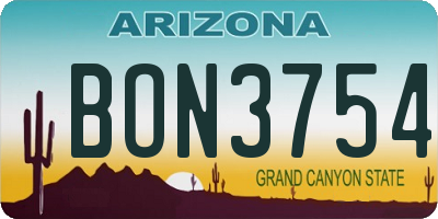AZ license plate BON3754