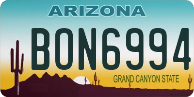 AZ license plate BON6994