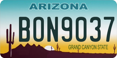 AZ license plate BON9037
