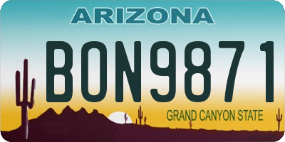 AZ license plate BON9871