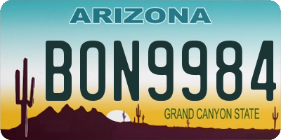 AZ license plate BON9984