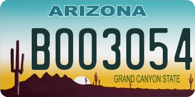 AZ license plate BOO3054