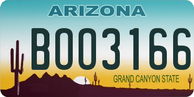AZ license plate BOO3166