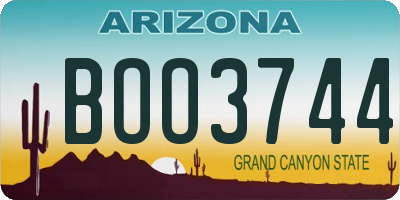 AZ license plate BOO3744