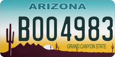 AZ license plate BOO4983