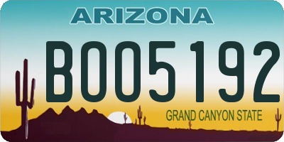 AZ license plate BOO5192