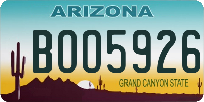 AZ license plate BOO5926