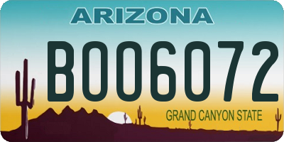 AZ license plate BOO6072