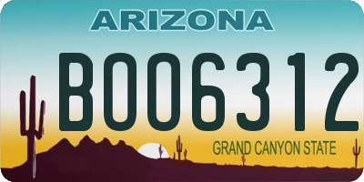 AZ license plate BOO6312