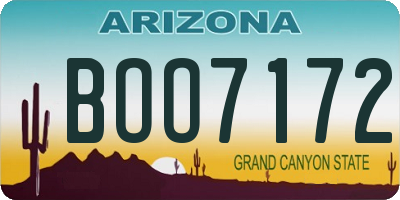 AZ license plate BOO7172