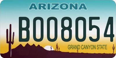 AZ license plate BOO8054