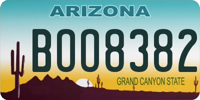 AZ license plate BOO8382