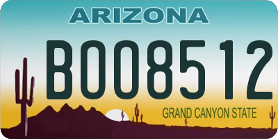 AZ license plate BOO8512