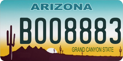 AZ license plate BOO8883