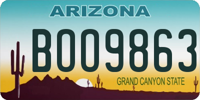 AZ license plate BOO9863