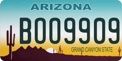 AZ license plate BOO9909