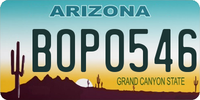 AZ license plate BOP0546