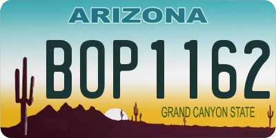AZ license plate BOP1162